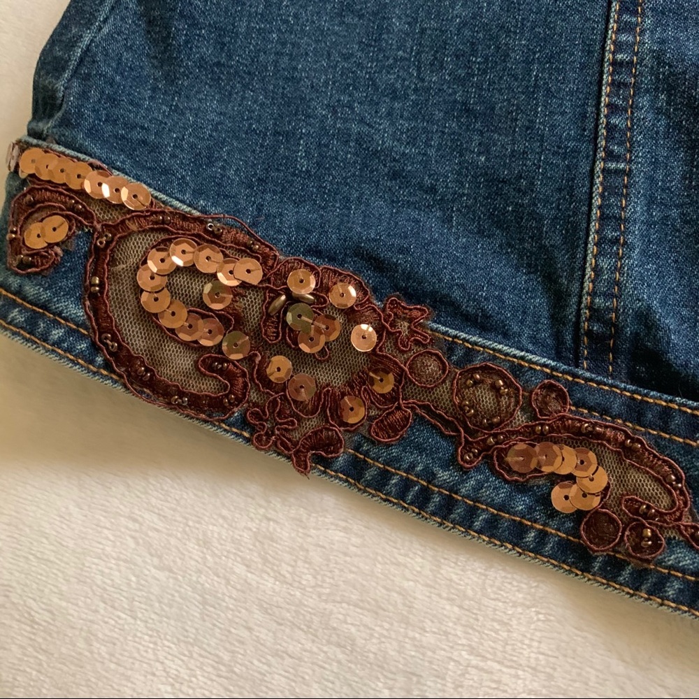 Cache NEW Sequin & Lace Denim Jacket - Picture 3 of 6